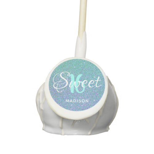 Sweet 16 Birthday Teal Blue Glitter Personalized Cake Pops