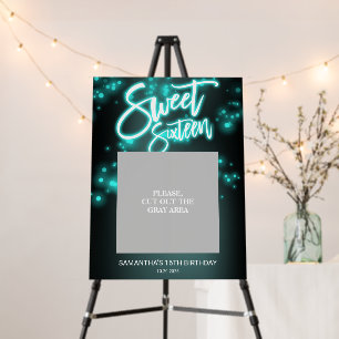 Sweet 16 Birthday Teal Neon Glow Dark Party Foam B Foam Board