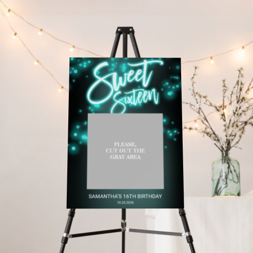 Sweet 16 Birthday Teal Neon Glow Dark Party Foam B Foam Board