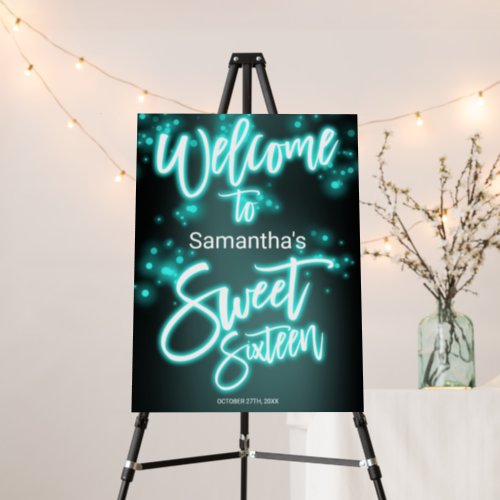 Sweet 16 Birthday Teal Neon Glow Dark Party Foam B Foam Board