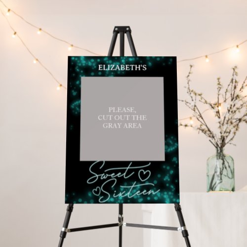 Sweet 16 Birthday Teal Neon Glow Photo Prop Foam Board