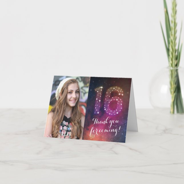 Sweet 16 Birthday Thank You Galaxy Constellations Invitation (Front)