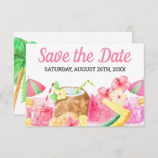 Sweet 16 Birthday Tropical Hawaiian Watercolor Save The Date