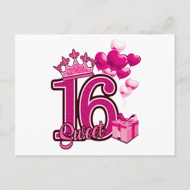 Sweet 16 Birthday White Postcard (Front)
