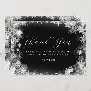 Sweet 16 Birthday Winter Wonderland Snowflake Thank You Card