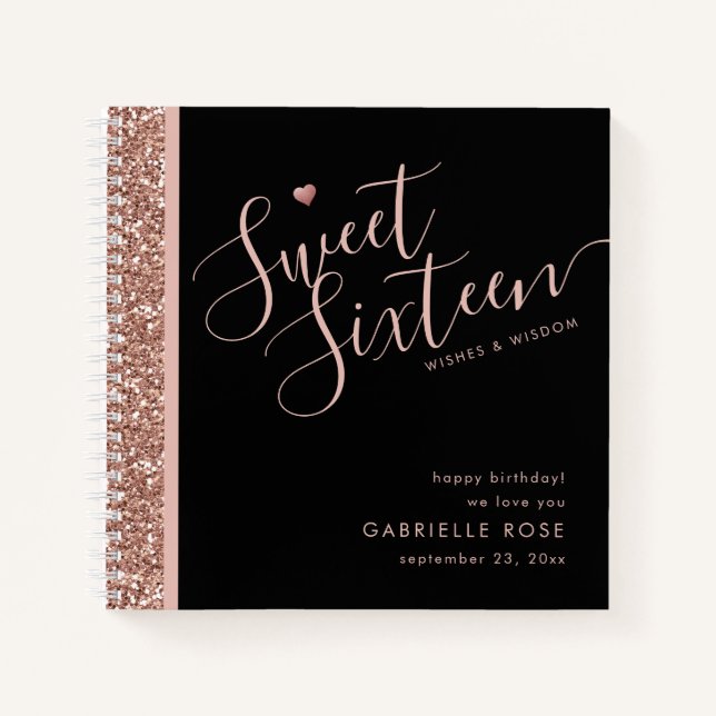 Sweet 16 Birthday Wishes Wisdom Advice Guest Book (Front)