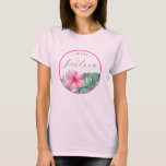 Sweet 16 Birthday Women's Tropical Tshirt<br><div class="desc">Celebrate her 16th birthday in style with this cute women’s t-shirt featuring hand-painted tropical pink flower and monstera palm leaf artwork. With the words "Sweet Sixteen" in trendy typography, this floral tee is perfect for birthday party themes for teens, especially tropical or luau-inspired celebrations. A stylish and fun keepsake for...</div>