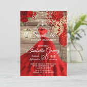 Sweet 16 Birthday - Wood and Red Flowers Invitation (Standing Front)