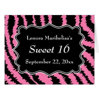 Sweet 16 Black And Pink Zebra Pattern by Metarla_Occasions at Zazzle
