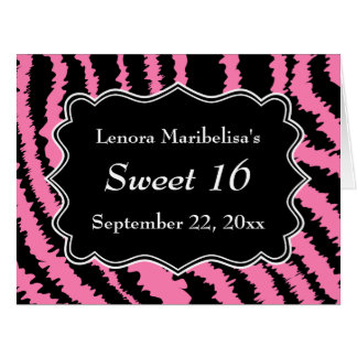 Sweet 16 Black and Pink Zebra Pattern Cards