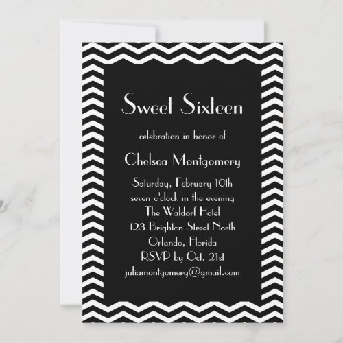 Sweet 16 Black and White 1920's Invitation