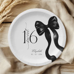 Sweet 16 Black Bow Birthday Paper Plates<br><div class="desc">Serve your guests in style with these Sweet 16 Paper Plates featuring an elegant black bow design. The perfect mix of chic and practical for a sophisticated birthday celebration.</div>