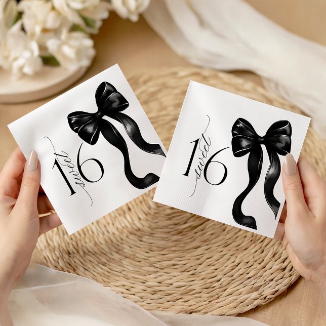 Sweet 16 Black Bow Party Napkins (Creator Uploaded)