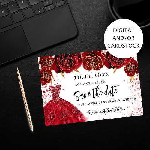 Sweet 16 black gold dress florals glamorous save the date