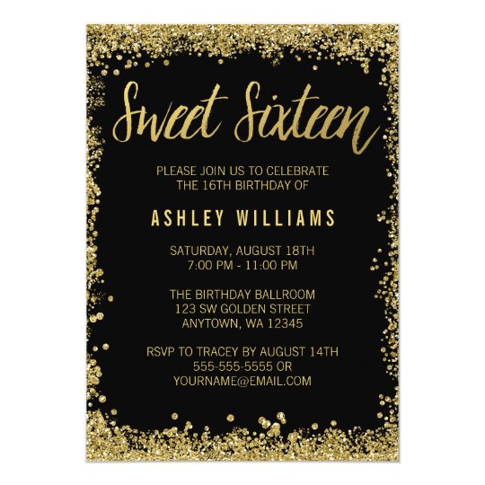 sweet_16_black_gold_glitter_birthday_card r50d9df394d364f119ff323eab9da1bb6_zkrqs_540