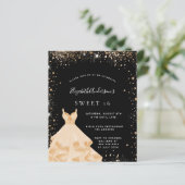 Sweet 16 black gold glitter dress invitation (Standing Front)