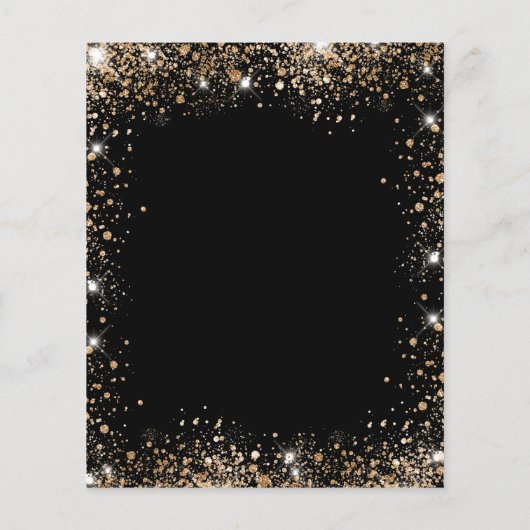 Sweet 16 black gold glitter dress invitation (Back)