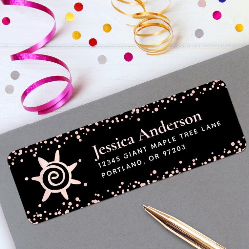 Sweet 16 Black Pink Rose Gold Birthday Address Label