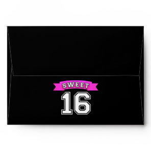 Sweet 16 Black & Pink Sports Birthday Party Envelope