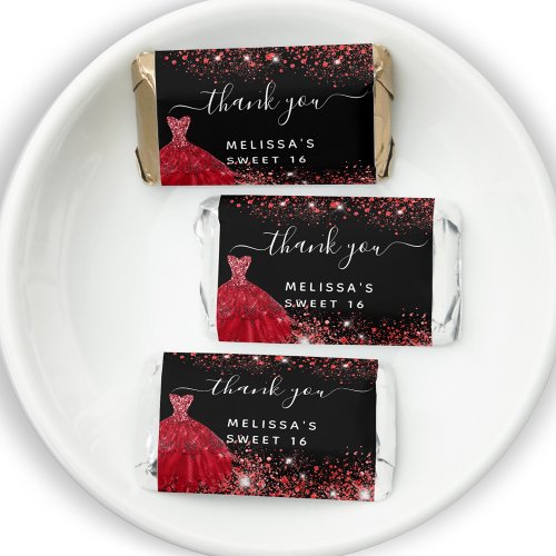 Sweet 16 black red dress thank you hersheys miniatures