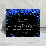 Sweet 16 black royal blue budget save the date flyer<br><div class="desc">Please note that this Save the date is on flyer paper and very thin. Envelopes are not included. For thicker Save the Date card (same design) please visit our store. A black background decorated with royal blue confetti. Personalize and add a date and name/age. The text: Save the Date is...</div>
