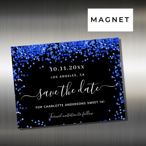  Sweet 16 black royal blue save the date magnet