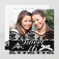 Sweet 16 Black Twins Photo Sweet Sixteen Invitation