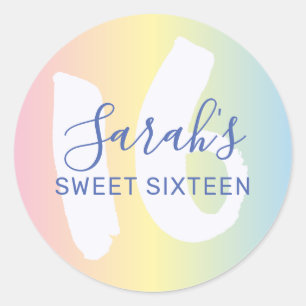 Sweet 16 Blue Metallic Birthday Classic Round Sticker