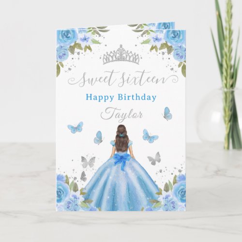 Sweet 16 Blue Princess Brunette Girl