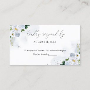 Sweet 16 Blue Watercolor Floral RSVP Enclosure Business Card
