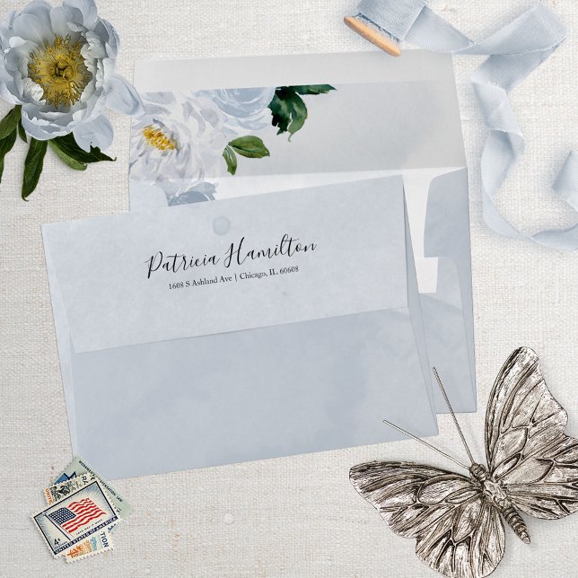 Sweet 16 Blue Watercolor Flowers Envelope (Creator Uploaded)