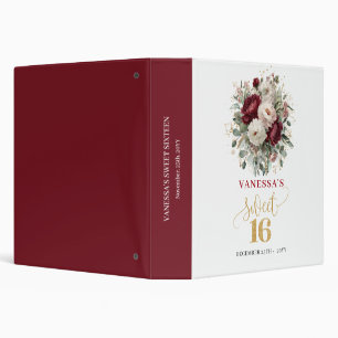 Sweet 16 Blush Burgundy Floral Memory Album 3 Ring Binder