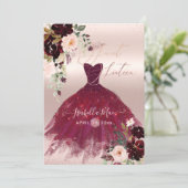Sweet 16 Blush Burgundy Watercolor Flowers Invitation (Standing Front)