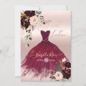 Sweet 16 Blush Burgundy Watercolor Flowers Invitation (Front)