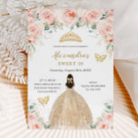 Sweet 16 Blush Floral Champagne Dress Princess Invitation<br><div class="desc">Personalize this lovely Sweet 16 birthday invitation with own wording easily and quickly,  simply press the customize it button to further re-arrange and format the style and placement of the text.  Matching items available in store!  (c) The Happy Cat Studio</div>