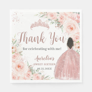 Sweet 16 Blush Floral Rose Gold Brown Princess Napkins