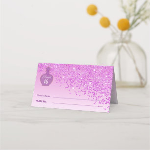 Sweet 16 Blush Fragrance Pink Glitter 50s Boutique Place Card