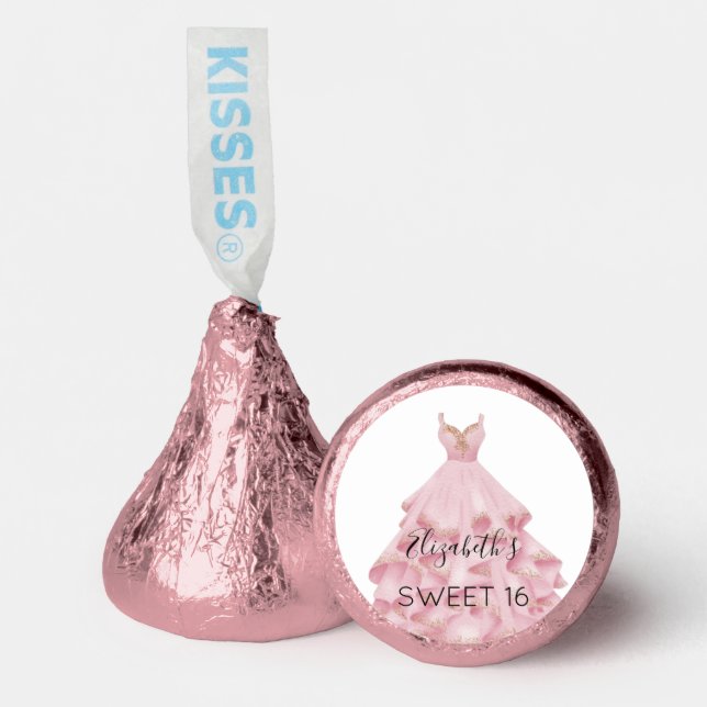 Sweet 16 blush pink dress name party hershey®'s kisses® (Front)