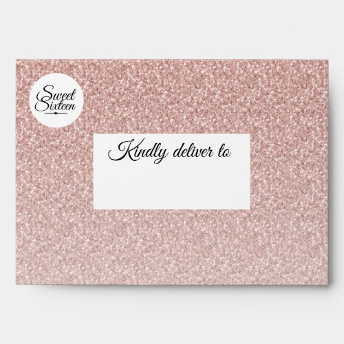 Sweet 16 Blush Pink Glitter Ombre Envelope
