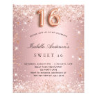 Sweet 16 blush pink rose glitter budget invitation