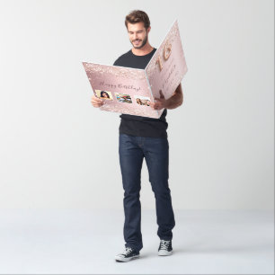 Sweet 16 blush pink rose gold glitter dust photo card