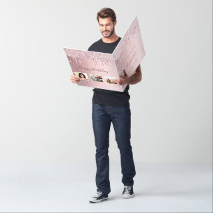 Sweet 16 blush pink silver glitter photo card