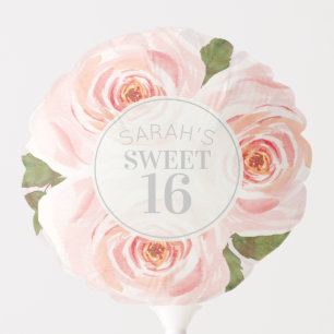 Sweet 16 Blush Pink Watercolor Floral Balloon