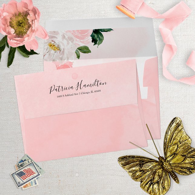 Sweet 16 Blush Pink Watercolor Flowers Envelope (Creator Uploaded)