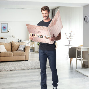 Sweet 16 blush rose gold glitter dust photo card