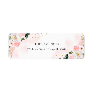 Sweet 16 Blush Watercolor Floral Return Adress Label
