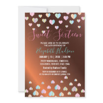 Sweet 16 Bronze Invitation with Colrful Speckles