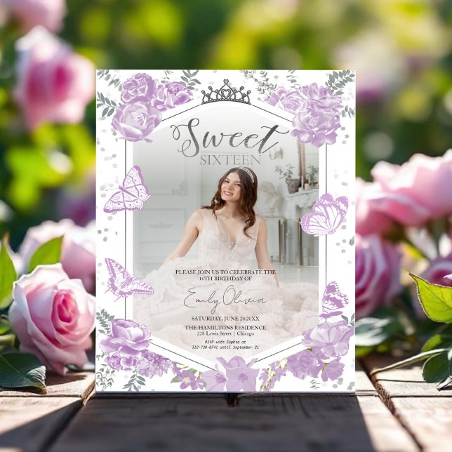 Sweet 16 Budget Photo Invitation Butterfly (Creator Uploaded)