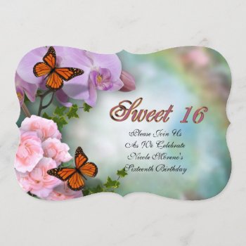 Sweet 16 Butterflies And Orchids Invitation by Irisangel at Zazzle
