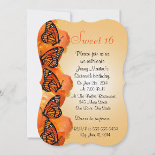 Sweet 16 butterflies invitation